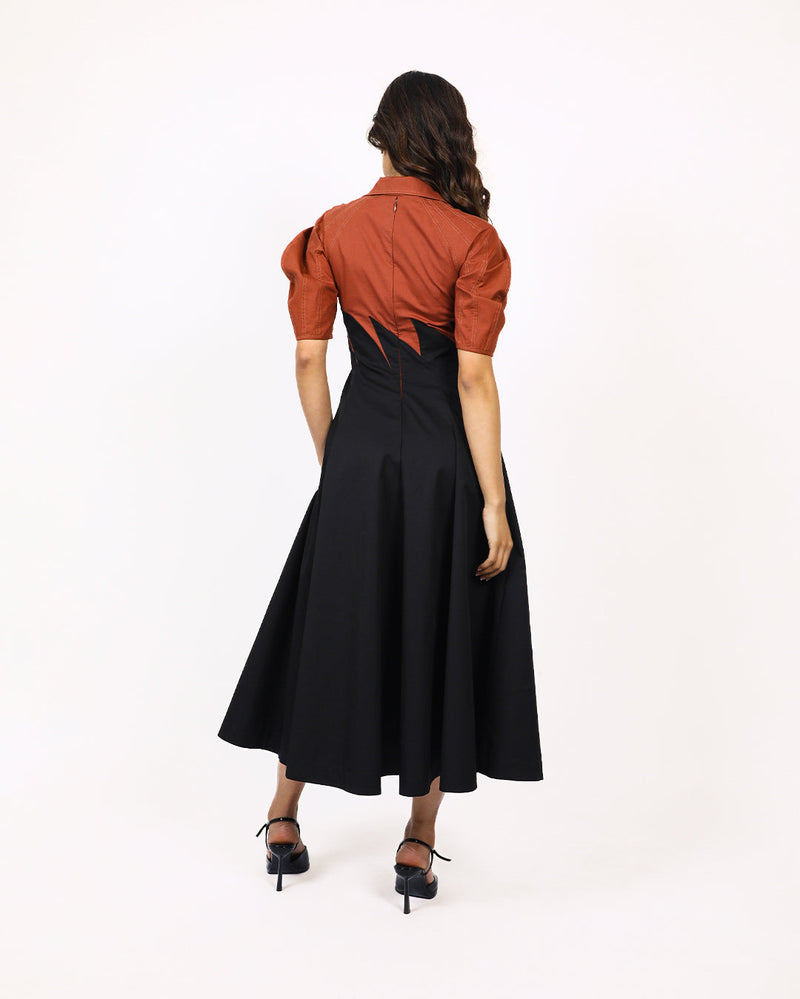 Yacht Dress-Black & Brown 100% cotton Buy Yacht Dress-Black & Brown from C&W | Dresses for Women by Leh Studios in multi color for women in Singapore