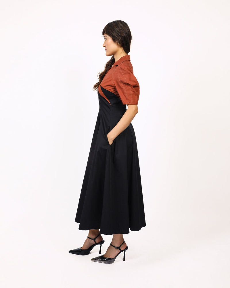 Yacht Dress-Black & Brown 100% cotton Buy Yacht Dress-Black & Brown from C&W | Dresses for Women by Leh Studios in multi color for women in Singapore