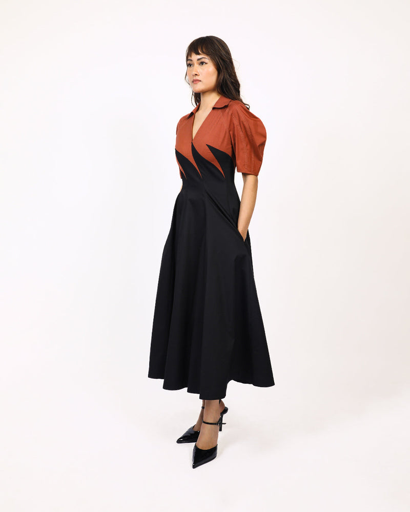 Yacht Dress-Black & Brown 100% cotton Buy Yacht Dress-Black & Brown from C&W | Dresses for Women by Leh Studios in multi color for women in Singapore