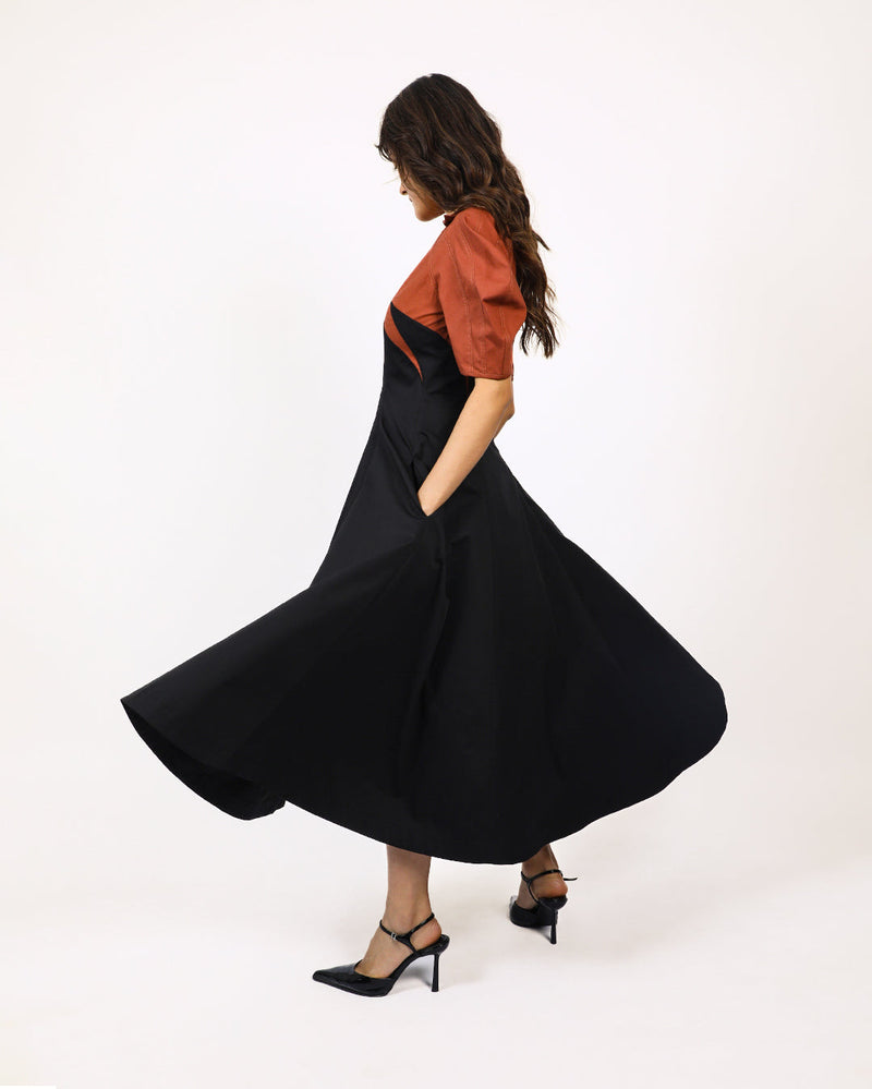 Yacht Dress-Black & Brown 100% cotton Buy Yacht Dress-Black & Brown from C&W | Dresses for Women by Leh Studios in multi color for women in Singapore