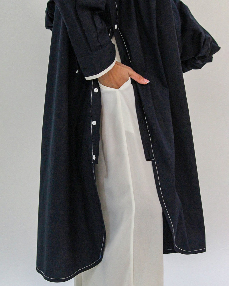 Line shirt dress-Raven 100% cotton Buy Line shirt dress-Raven from C&W | Dresses for Women by Leh Studios for women in Singapore