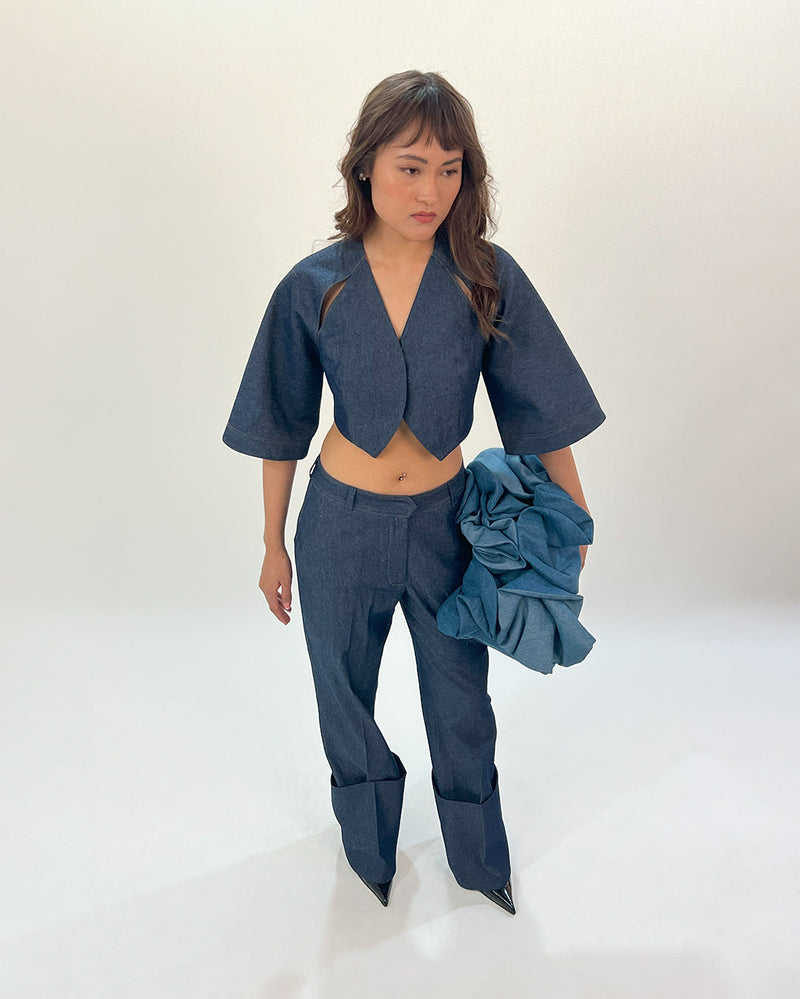 Back straped top linen Buy Back straped top from C&W | Tops And Shirts for Women by Leh Studios in blue color for women in Singapore