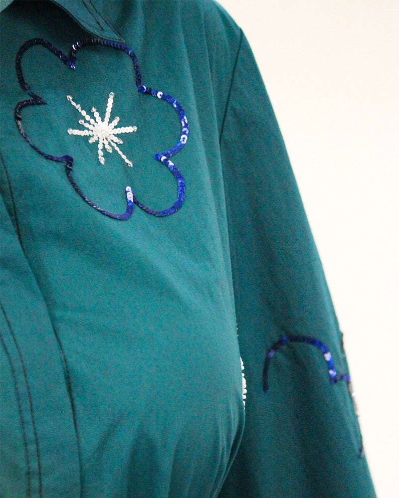 Ditsy embroidered fence shirt 100% cotton Buy Ditsy embroidered fence shirt from C&W | Dresses for Women by Leh Studios in green color for women in Singapore