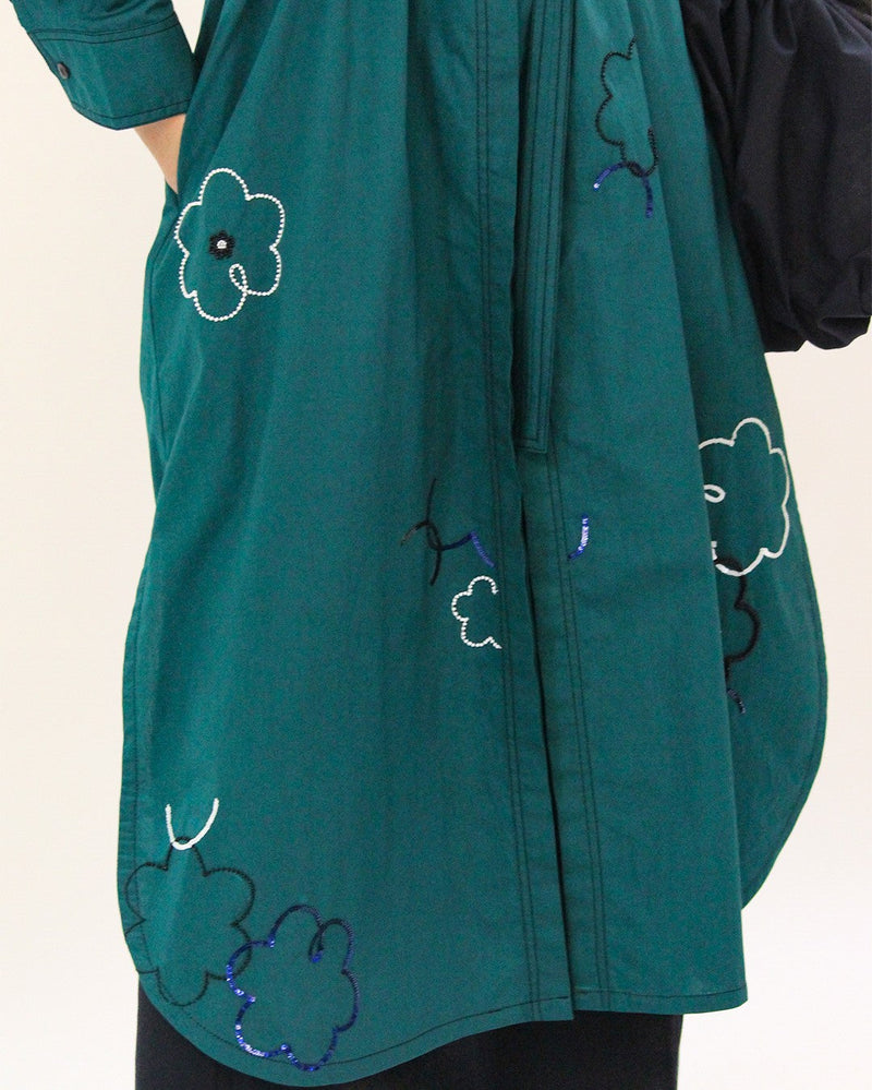 Ditsy embroidered fence shirt 100% cotton Buy Ditsy embroidered fence shirt from C&W | Dresses for Women by Leh Studios in green color for women in Singapore