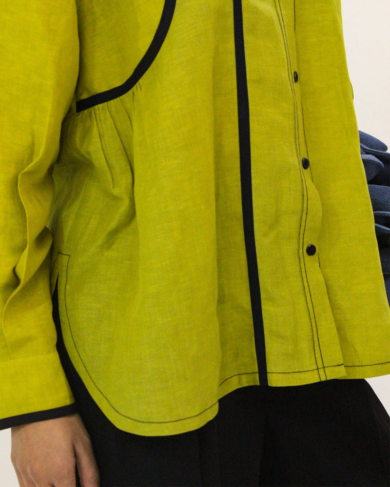 Line shirt 100% cotton Buy Line shirt from C&W | Tops And Shirts for Women by Leh Studios in green color for women in Singapore