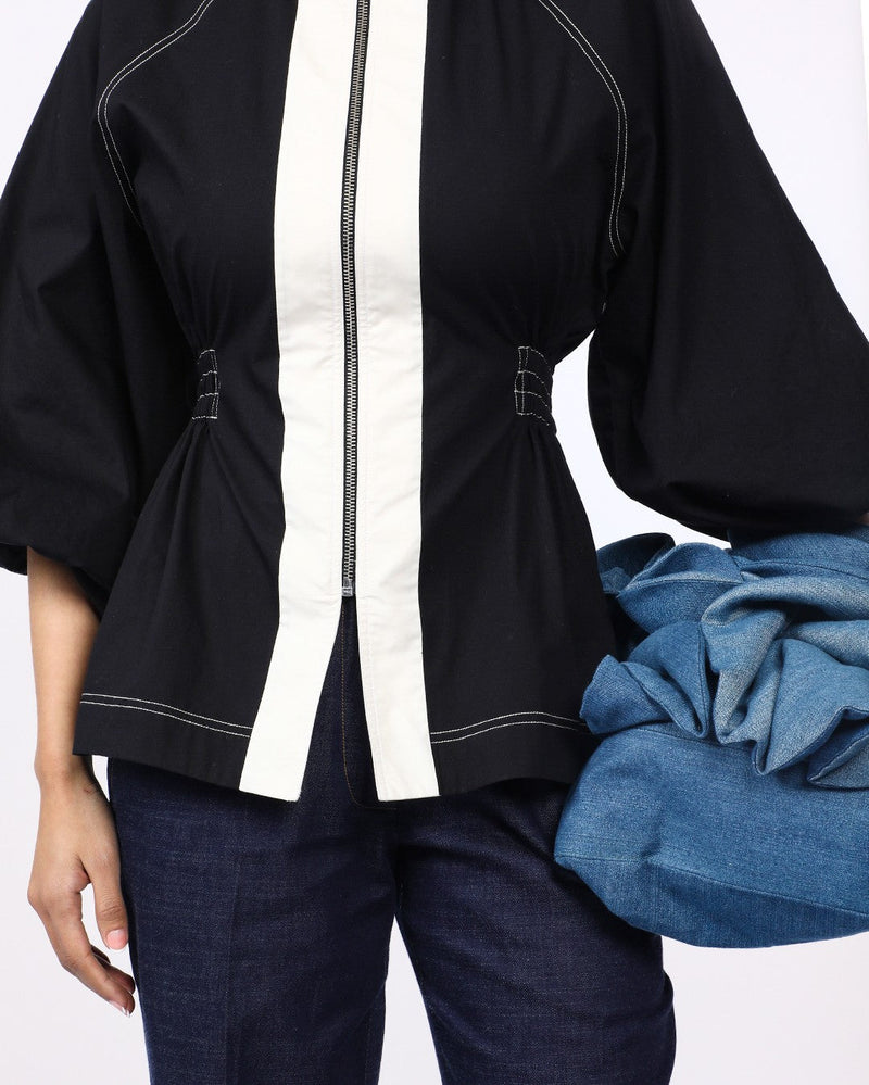 Lana Top-Black & Off White 100% cotton Buy Lana Top from C&W | Tops And Shirts for Women by Leh Studios in black color for women in Singapore