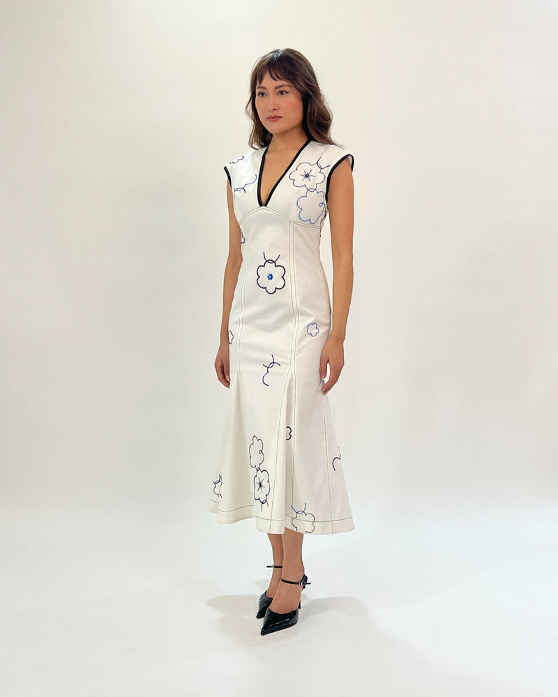Peony embellished dress 100% cotton Buy Peony embellished dress from C&W | Dresses for Women by Leh Studios in white color for women in Singapore