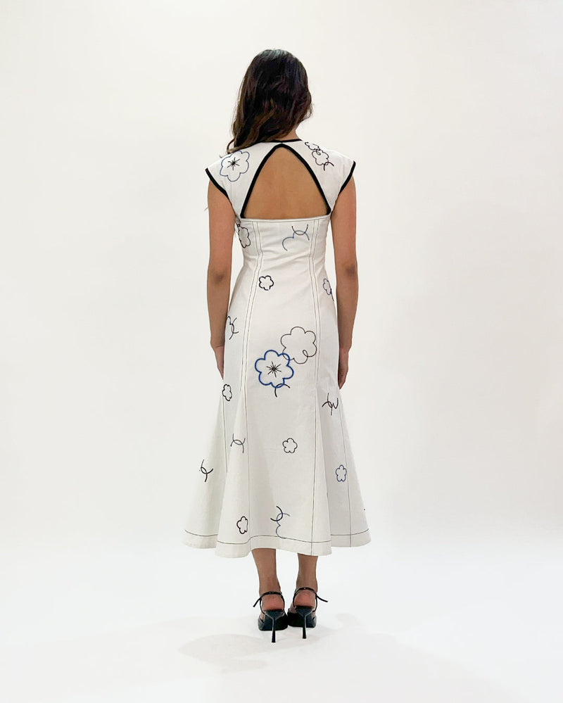 Peony embellished dress 100% cotton Buy Peony embellished dress from C&W | Dresses for Women by Leh Studios in white color for women in Singapore
