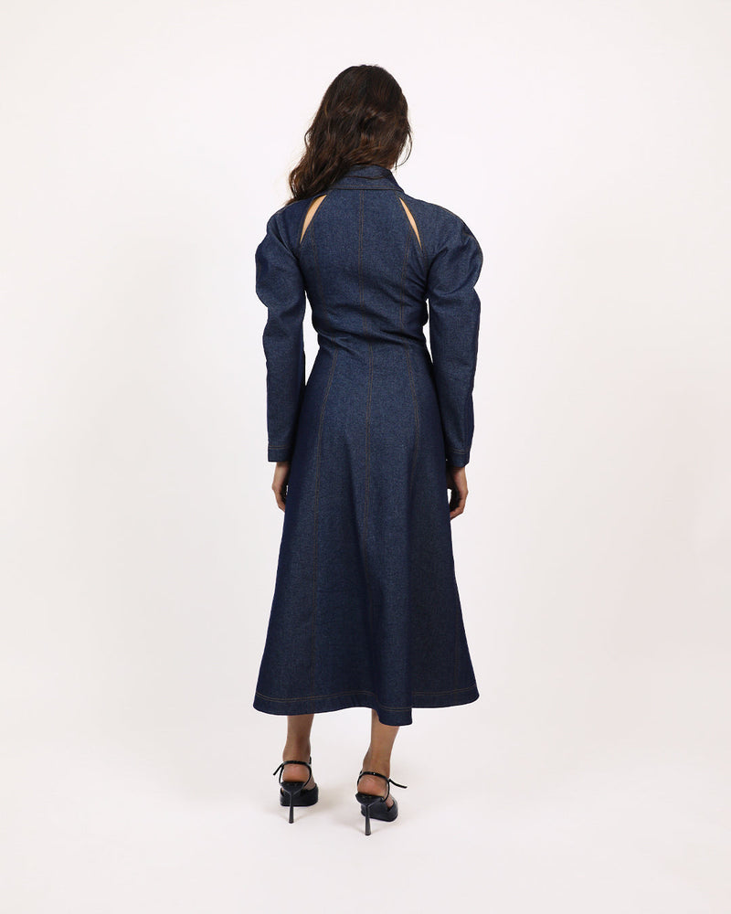 Denim Zip Dress 100% cotton Buy Denim Zip Dress from C&W | Dresses for Women by Leh Studios in blue color for women in Singapore