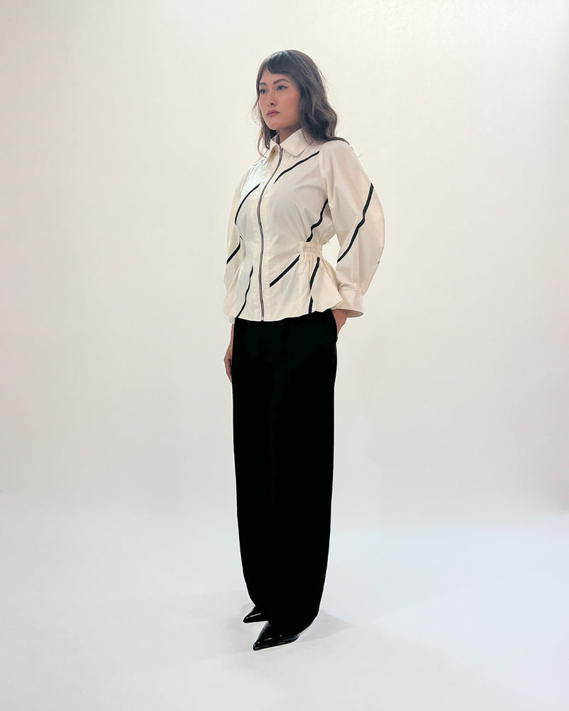 Bubble hem stem top 100% cotton Buy Bubble hem stem top from C&W | Tops And Shirts for Women by Leh Studios in black color for women in Singapore