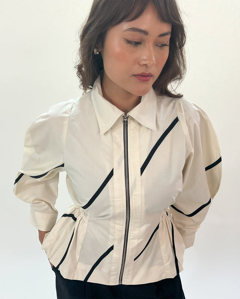 Bubble hem stem top 100% cotton Buy Bubble hem stem top from C&W | Tops And Shirts for Women by Leh Studios in black color for women in Singapore