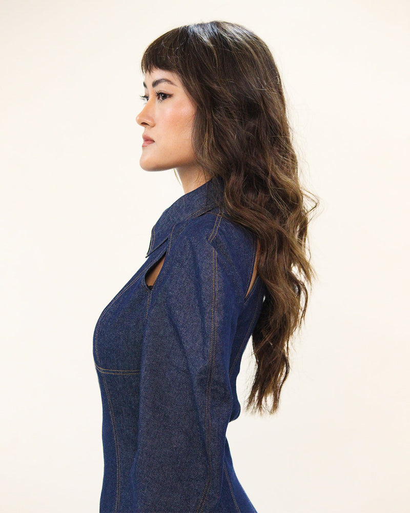 Denim Zip Dress 100% cotton Buy Denim Zip Dress from C&W | Dresses for Women by Leh Studios in blue color for women in Singapore