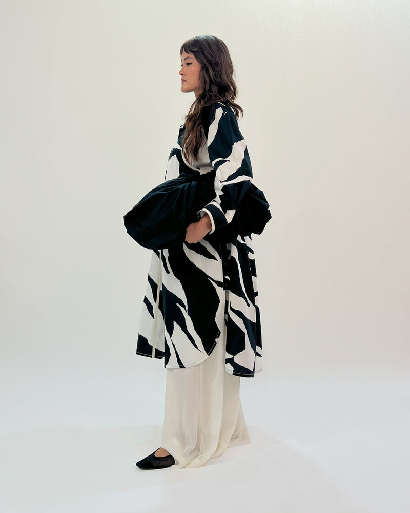 Line shirt dress-Black & White 100% cotton Buy Line shirt dress-Black & White from C&W | Dresses for Women by Leh Studios in black color for women in Singapore