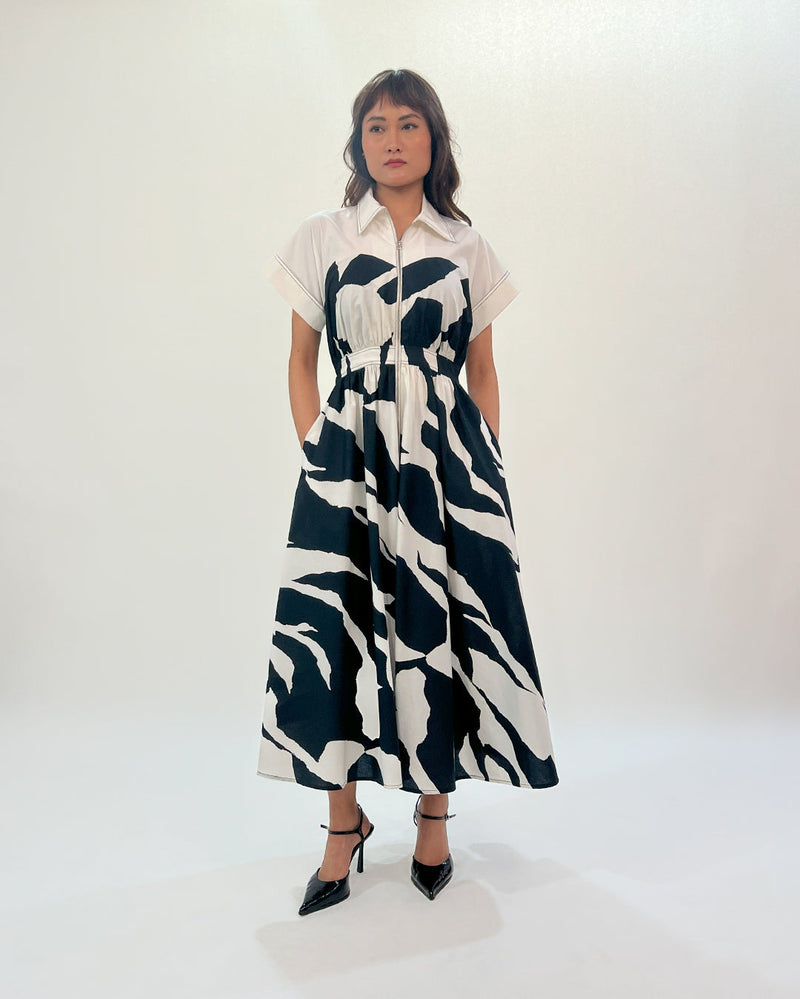Stream cup zip dress 100% cotton Buy Stream cup zip dress from C&W | Dresses for Women by Leh Studios in black color for women in Singapore
