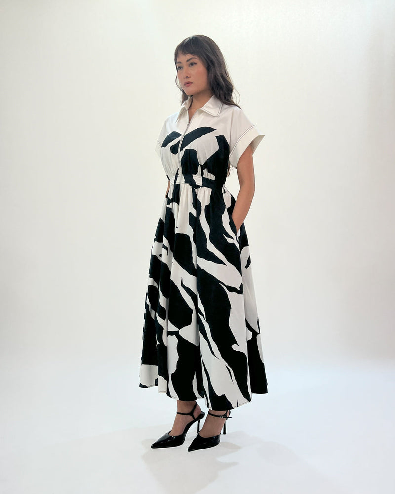 Stream cup zip dress 100% cotton Buy Stream cup zip dress from C&W | Dresses for Women by Leh Studios in black color for women in Singapore