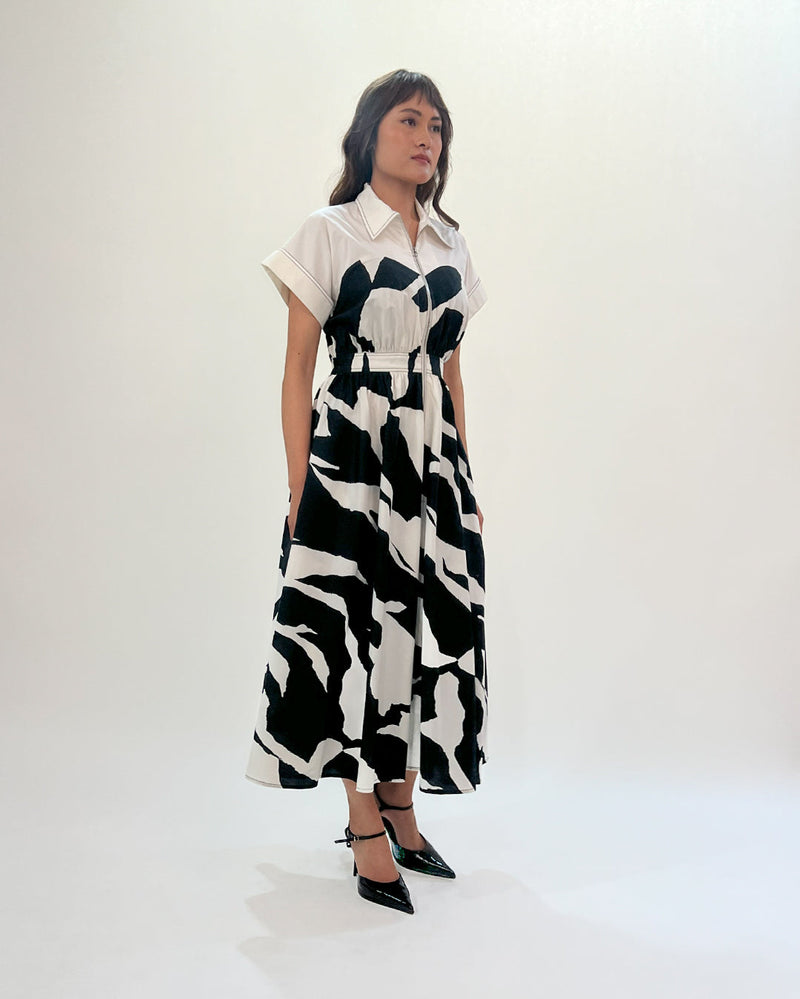 Stream cup zip dress 100% cotton Buy Stream cup zip dress from C&W | Dresses for Women by Leh Studios in black color for women in Singapore