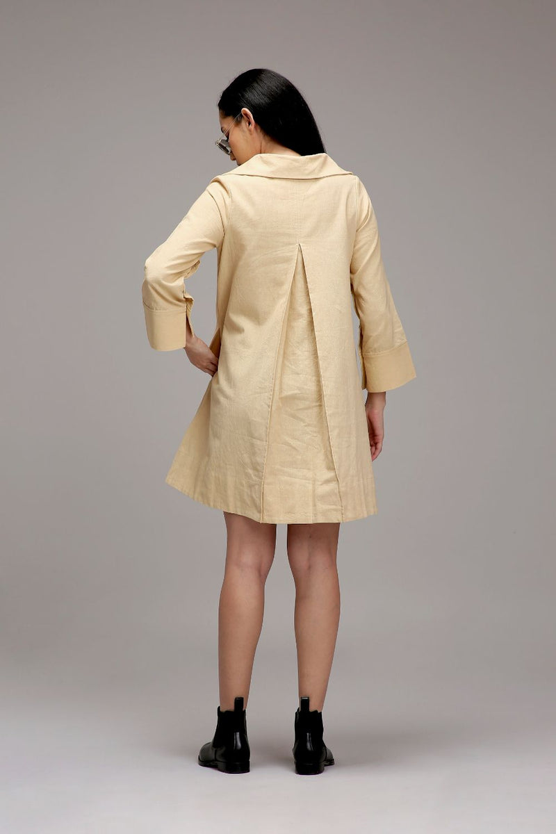 Egg-Shell A-Line Shift Dress cotton by Mati in white color for women in Singapore