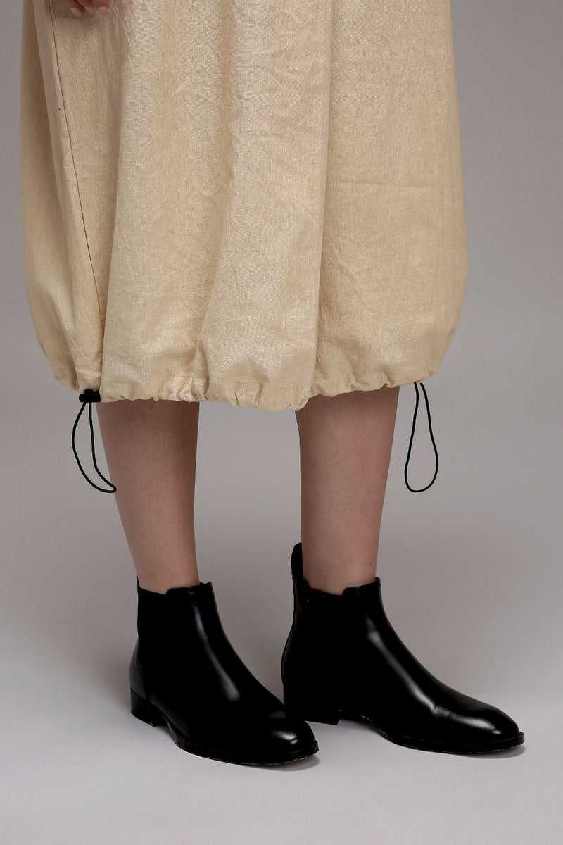 Egg-Shell Elasticated Shirt Dress cotton by Mati in white color for women in Singapore