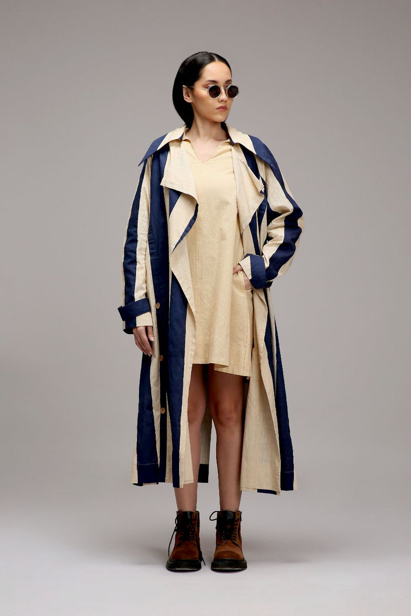 Egg-Shell Jacket & A-Line Shift Dress Set (2 PCS) cotton by Mati in white color for women in Singapore