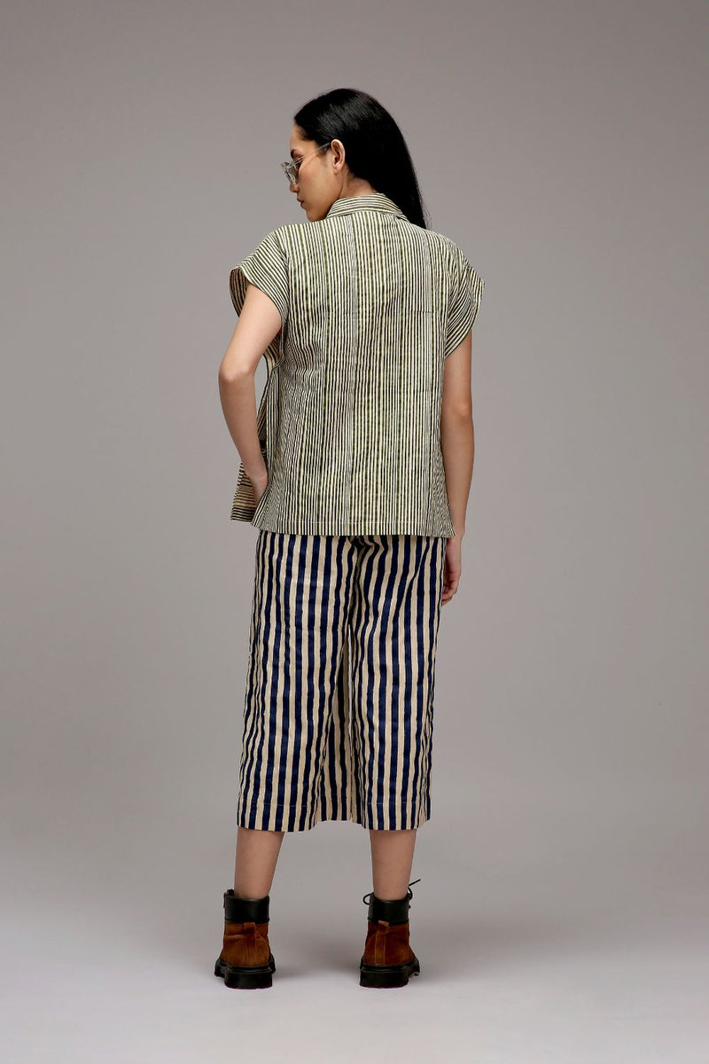 Egg-Shell Joker Shirt Capre Set cotton by Mati in white color for women in Singapore