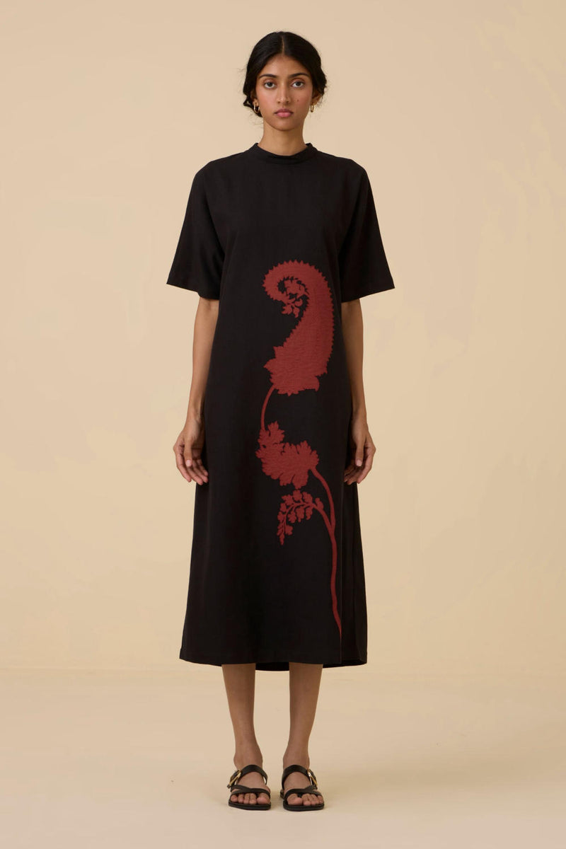 Ehan Black Hand Applique Dress cotton by The Summer House in black color for women in Singapore