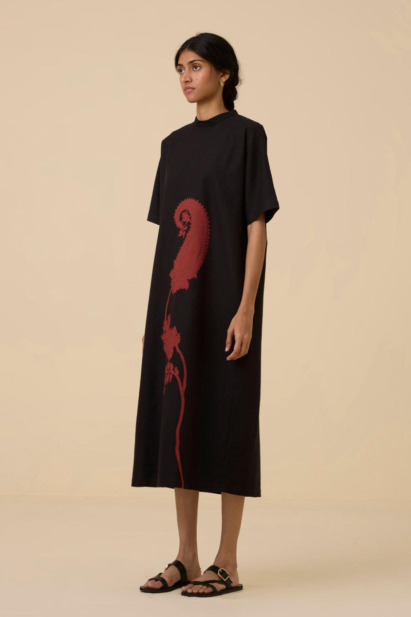 Ehan Black Hand Applique Dress cotton by The Summer House in black color for women in Singapore