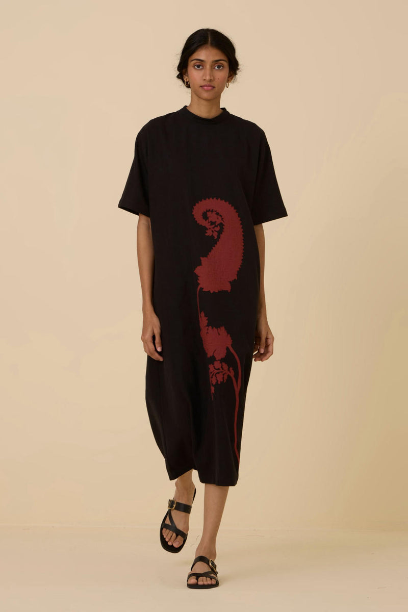 Ehan Black Hand Applique Dress cotton by The Summer House in black color for women in Singapore