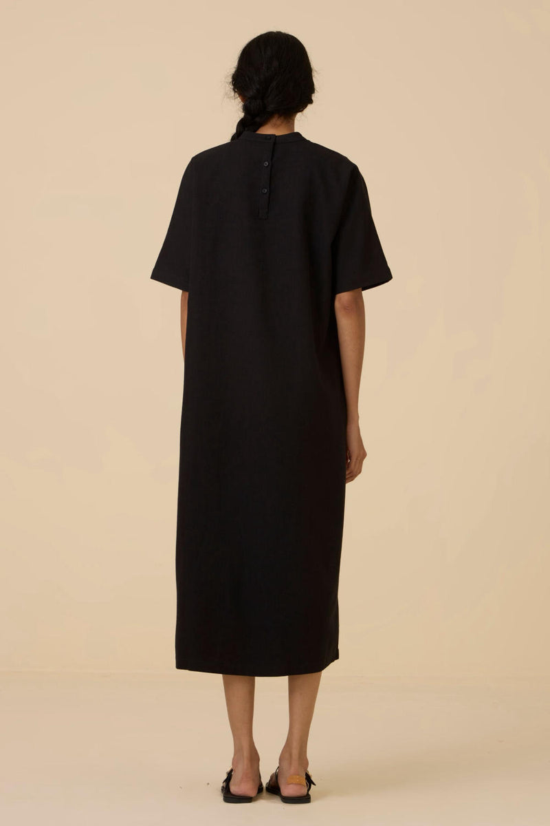 Ehan Black Hand Applique Dress cotton by The Summer House in black color for women in Singapore