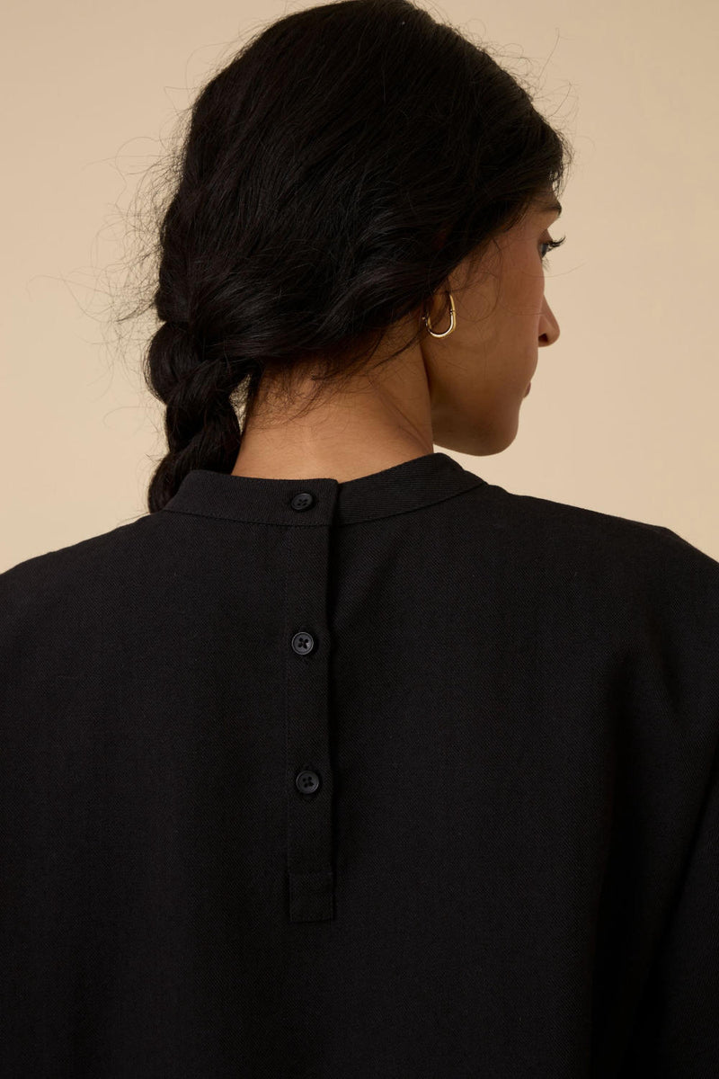 Ehan Black Hand Applique Dress cotton by The Summer House in black color for women in Singapore