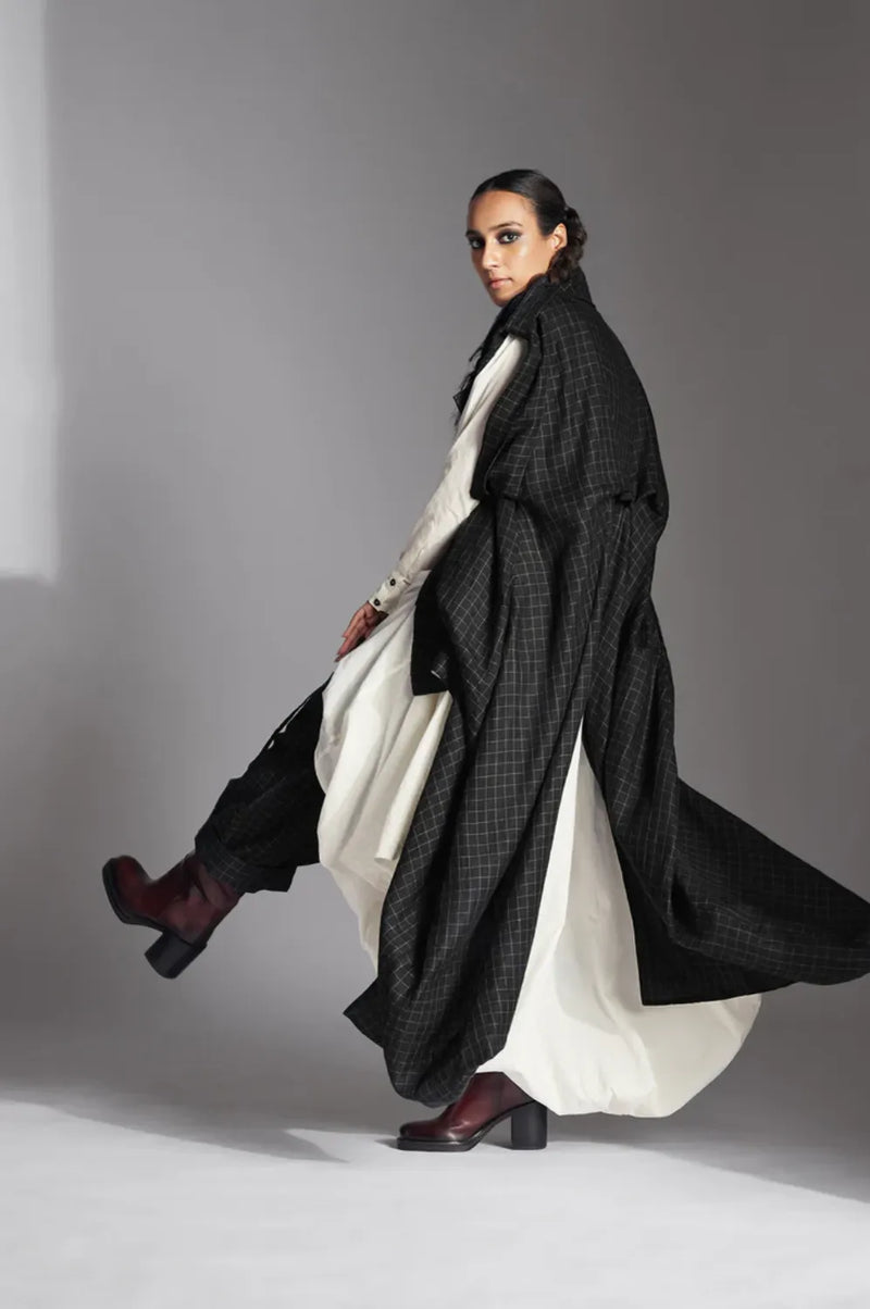 Eian Jacket-Black and White linen by Chola in black color for women in Singapore
