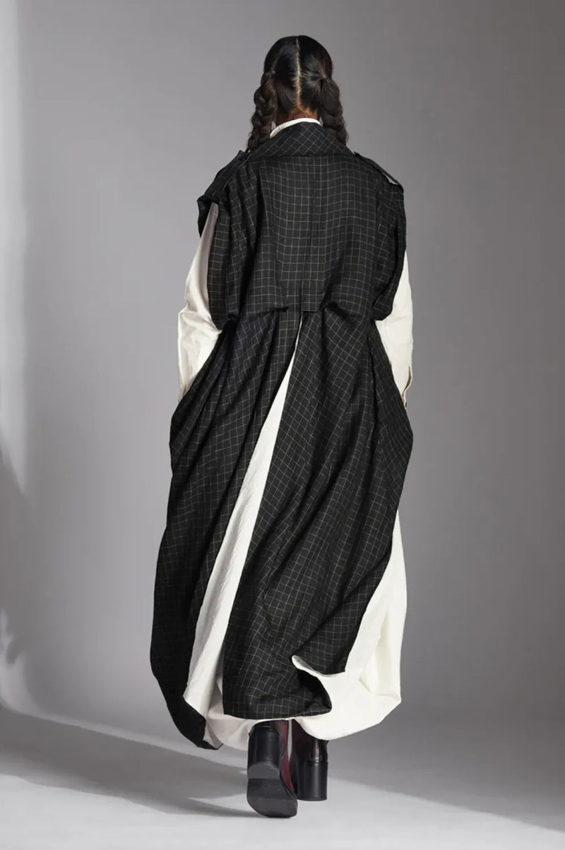 Eian Jacket-Black and White linen by Chola in black color for women in Singapore