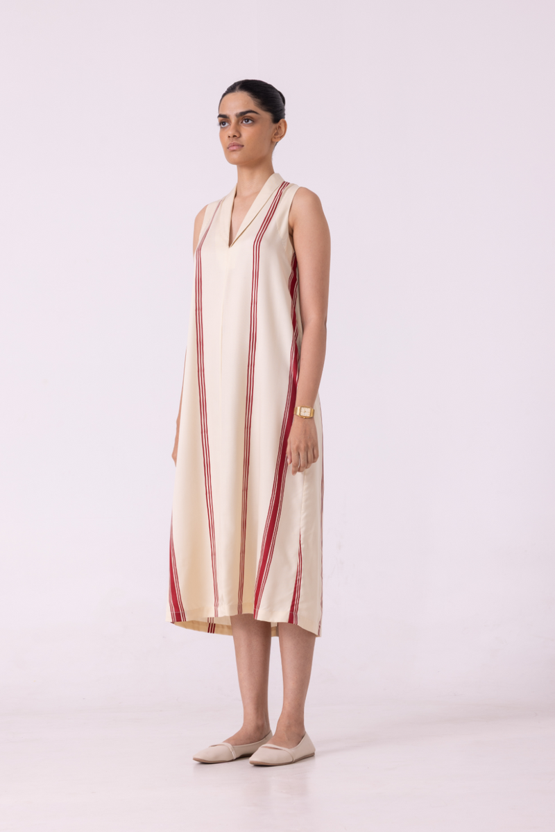 Eileen Red Striped Midi Dress cotton by The Summer House for women in Singapore