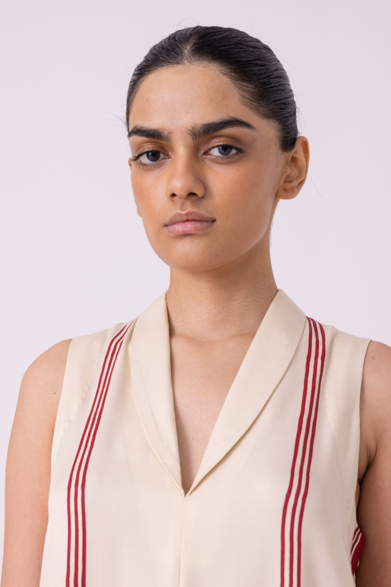 Eileen Red Striped Midi Dress cotton by The Summer House for women in Singapore