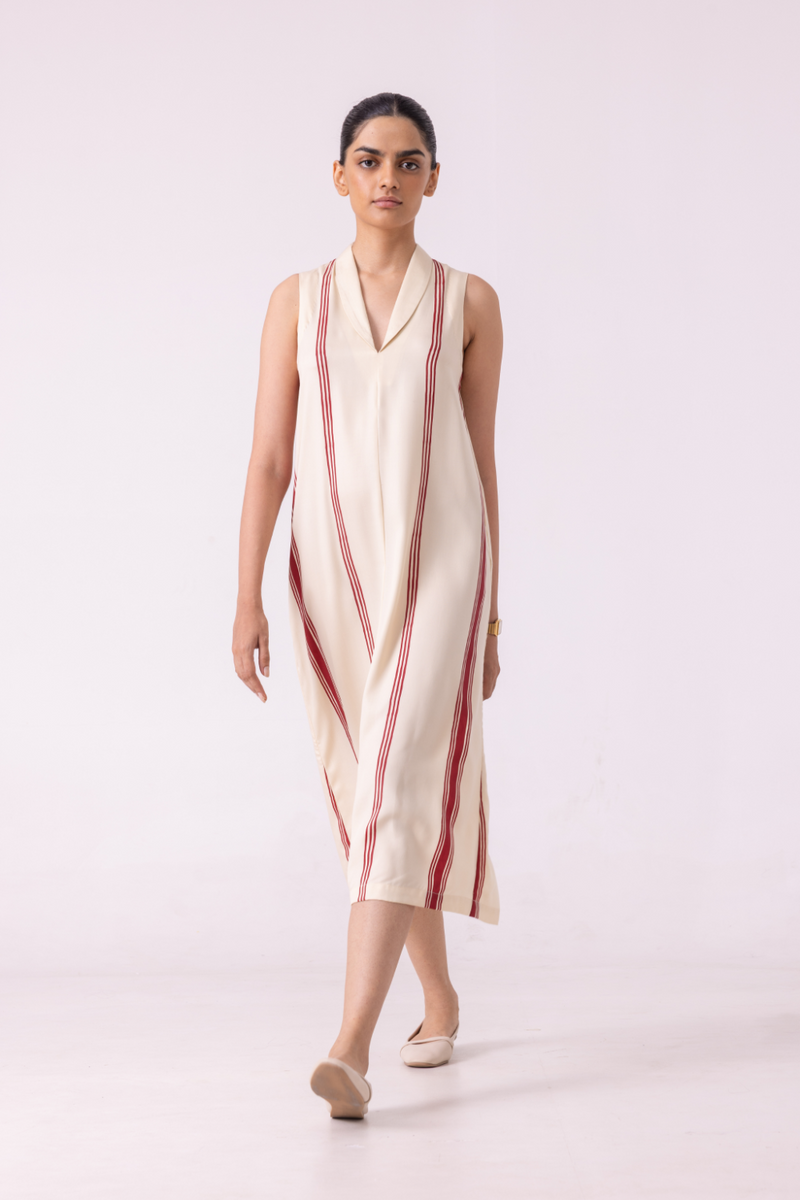 Eileen Red Striped Midi Dress cotton by The Summer House for women in Singapore