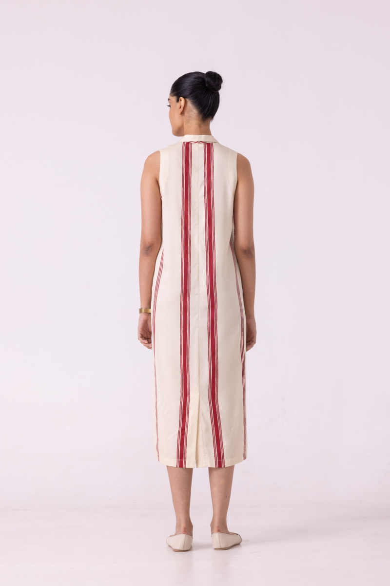 Eileen Red Striped Midi Dress cotton by The Summer House for women in Singapore
