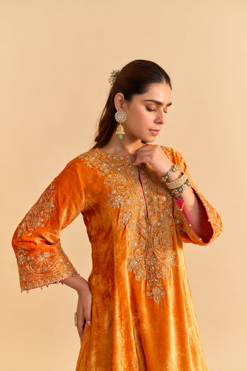 Eira - Orange A-line Kurta with Dhoti with Dupatta by SHEETAL BATRA for women in Singapore