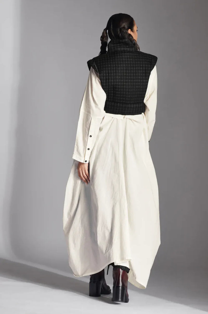 Eira Jacket-Black/ White Checks linen by Chola in black color for women in Singapore