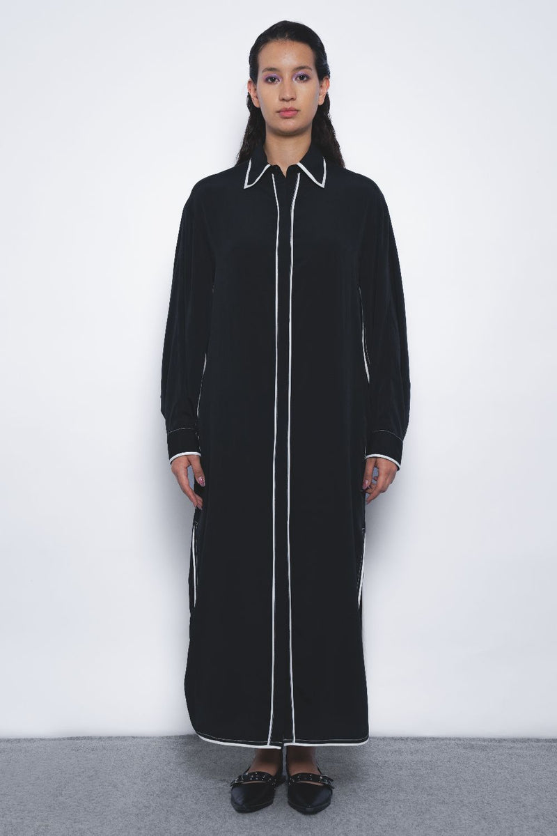 Elian Crepe Shirt Dress - Black and White mul Buy Elian Crepe Shirt Dress - Black and White from C&W | Dresses for Women by Leh Studios in multi color for women in Singapore