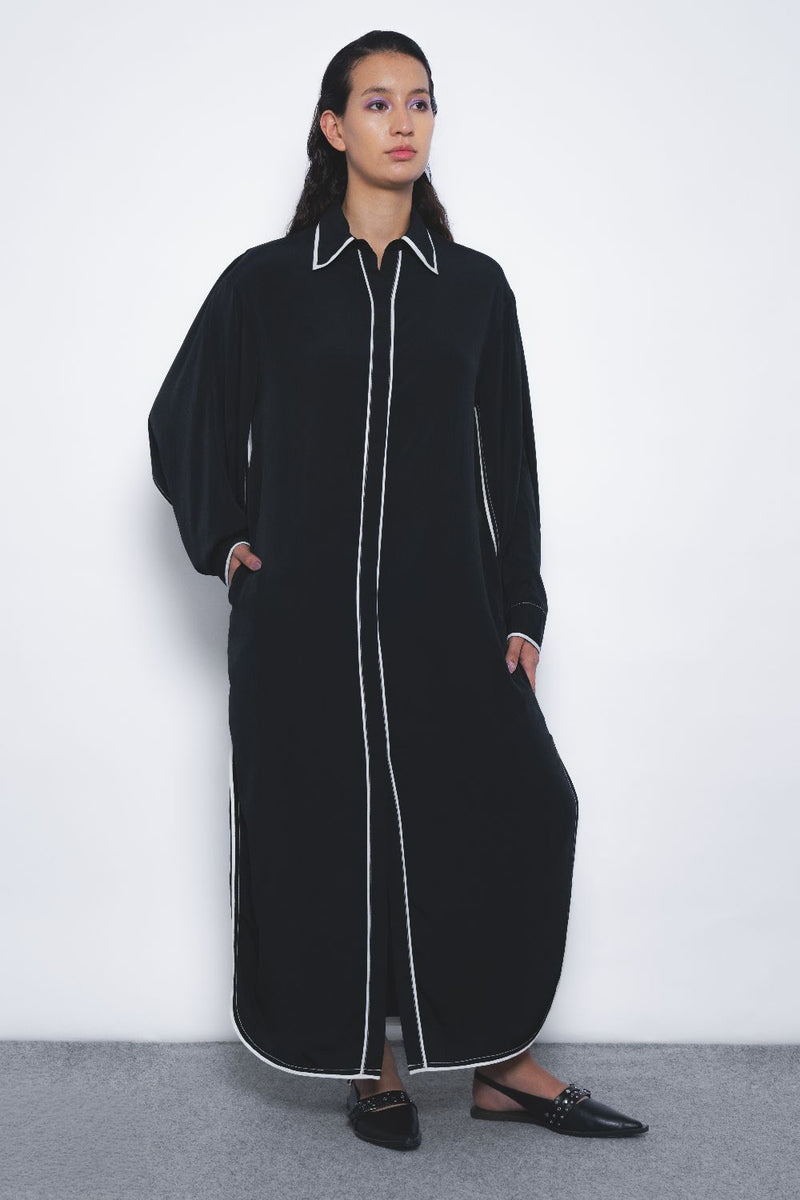 Elian Crepe Shirt Dress - Black and White mul Buy Elian Crepe Shirt Dress - Black and White from C&W | Dresses for Women by Leh Studios in multi color for women in Singapore