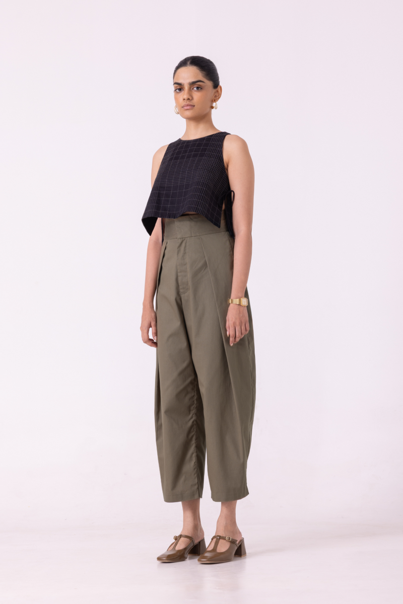 Elinor Olive Barrel Pants cotton by The Summer House for women in Singapore