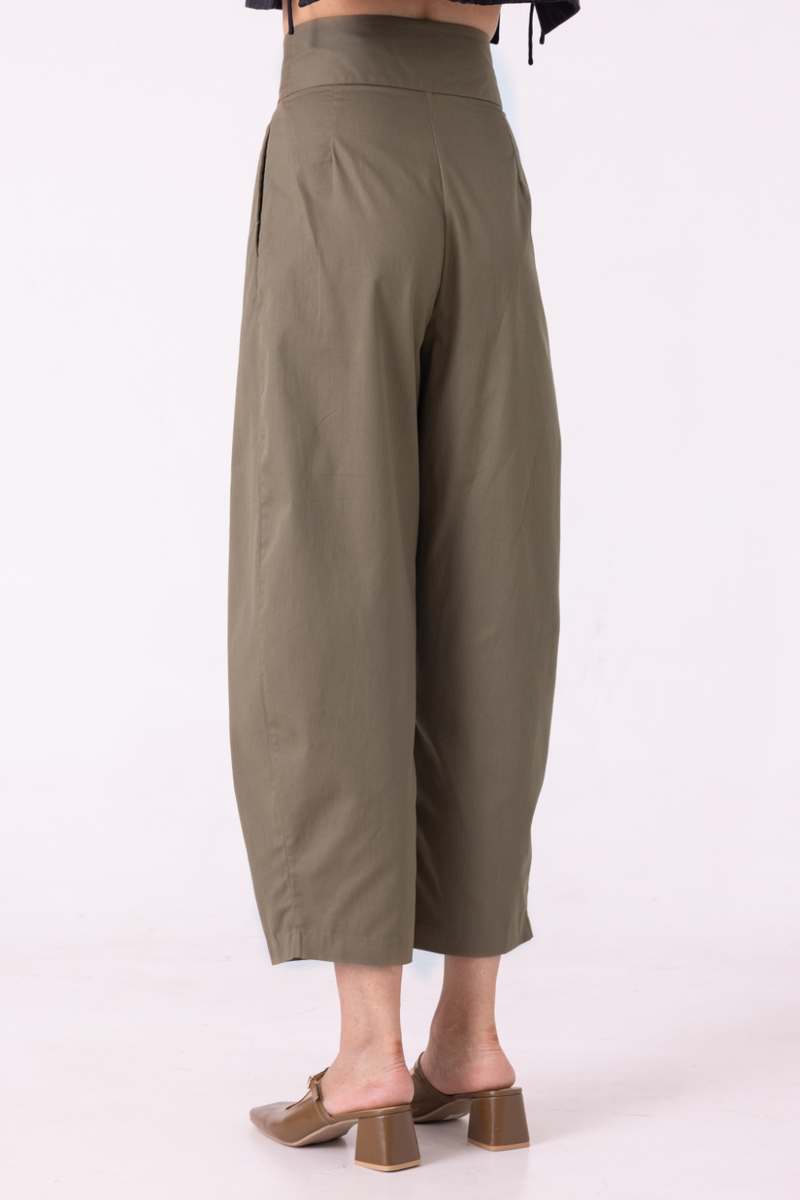 Elinor Olive Barrel Pants cotton by The Summer House for women in Singapore