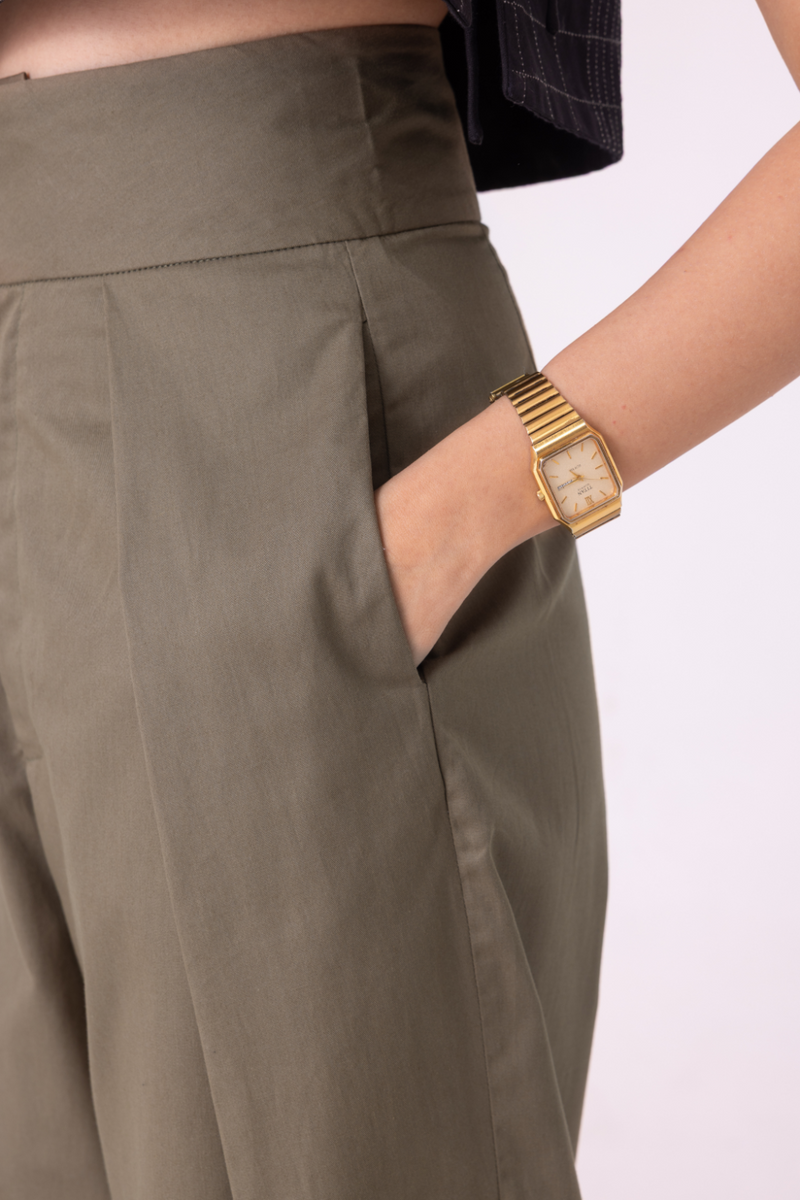 Elinor Olive Barrel Pants cotton by The Summer House for women in Singapore