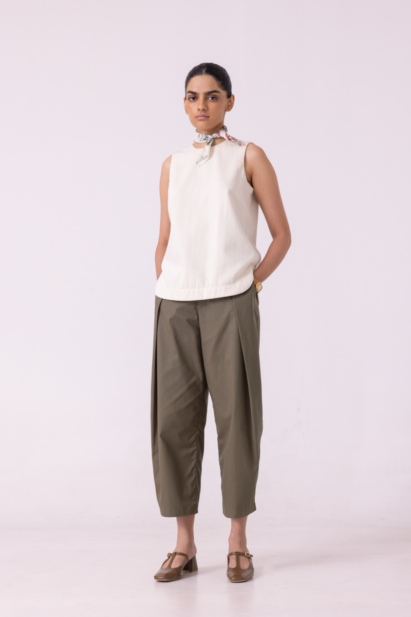 Elinor Olive Barrel Pants cotton by The Summer House for women in Singapore