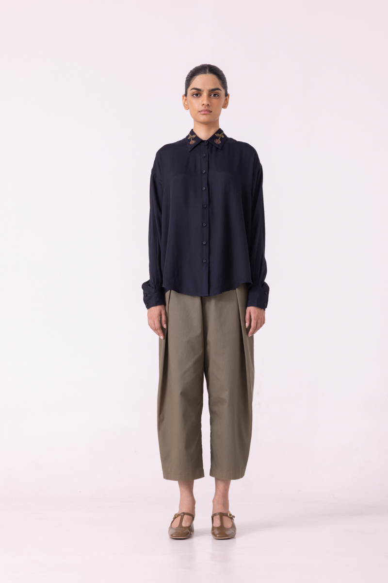 Elinor Olive Barrel Pants cotton by The Summer House for women in Singapore