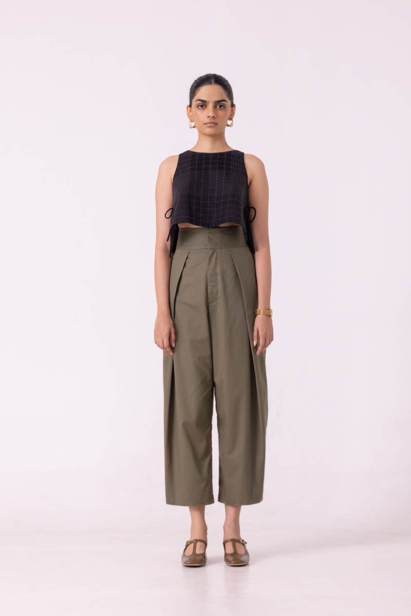 Elinor Olive Barrel Pants cotton by The Summer House for women in Singapore