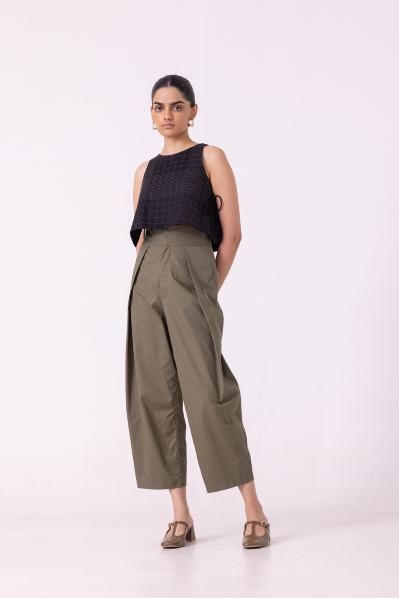 Elinor Olive Barrel Pants cotton by The Summer House for women in Singapore