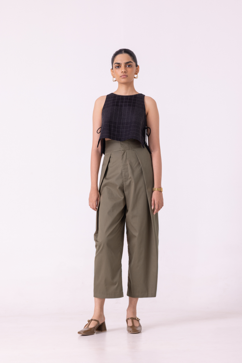Elinor Olive Barrel Pants cotton by The Summer House for women in Singapore