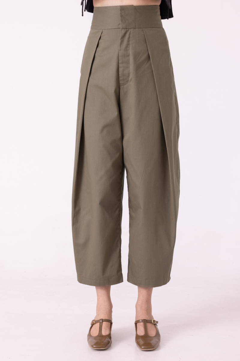 Elinor Olive Barrel Pants cotton by The Summer House for women in Singapore