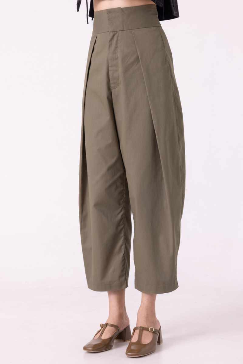 Elinor Olive Barrel Pants cotton by The Summer House for women in Singapore