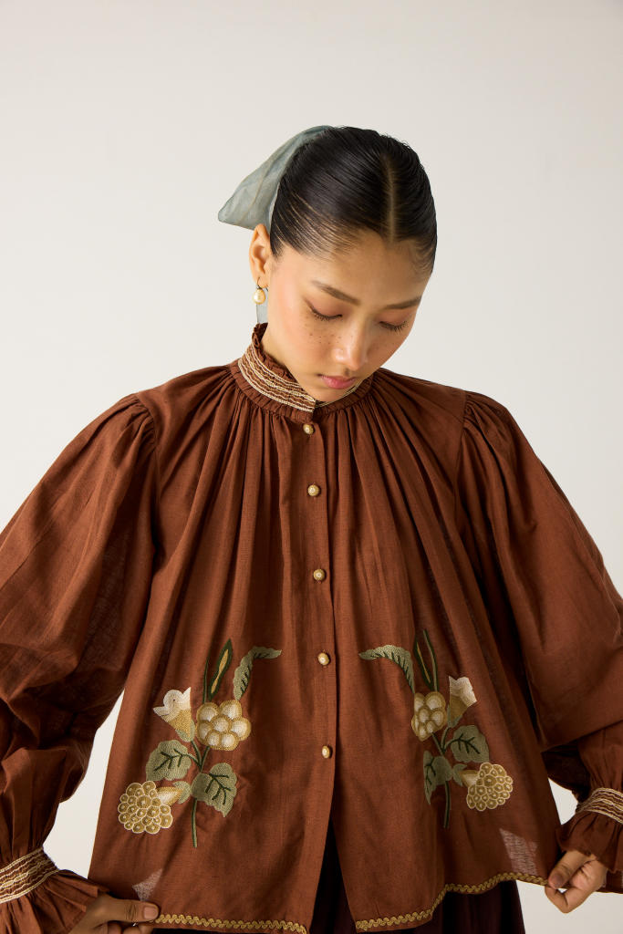 ELSA TOP -RUST cotton by CORD in multi for women in Singapore